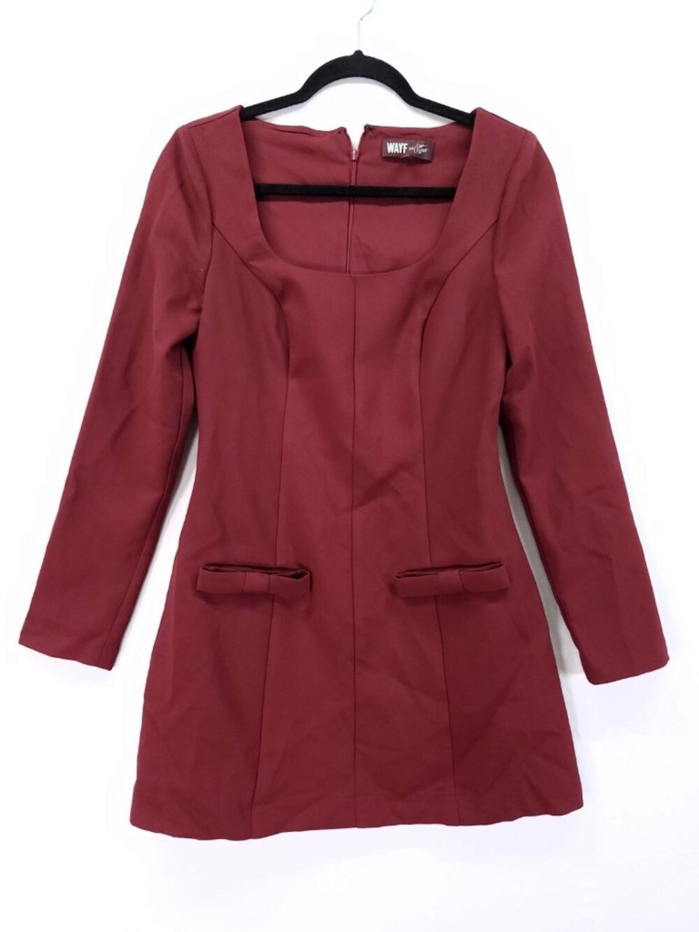 WAYF Sara Walker Anna Long Sleeve Minidress Size Small Dark Academia Preppy Chic